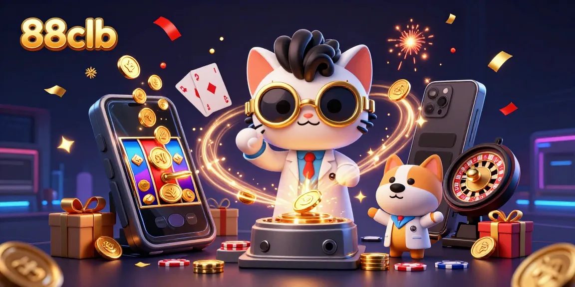 Engage with exciting 88clb casino features as a mad scientist cat and dog create wealth-generating magic.