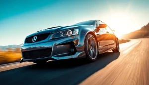 Experience the exhilarating HSV VL SV88 in motion along a dynamic road.