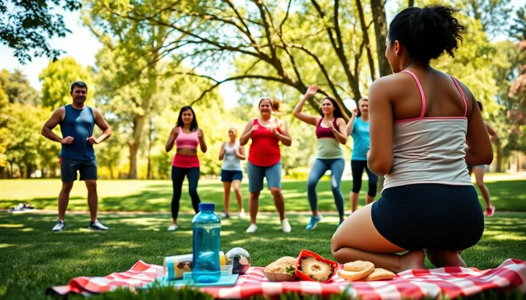 Participants engaged in a group workout for effective Weight Loss, showcasing diverse individuals exercising outdoors.
