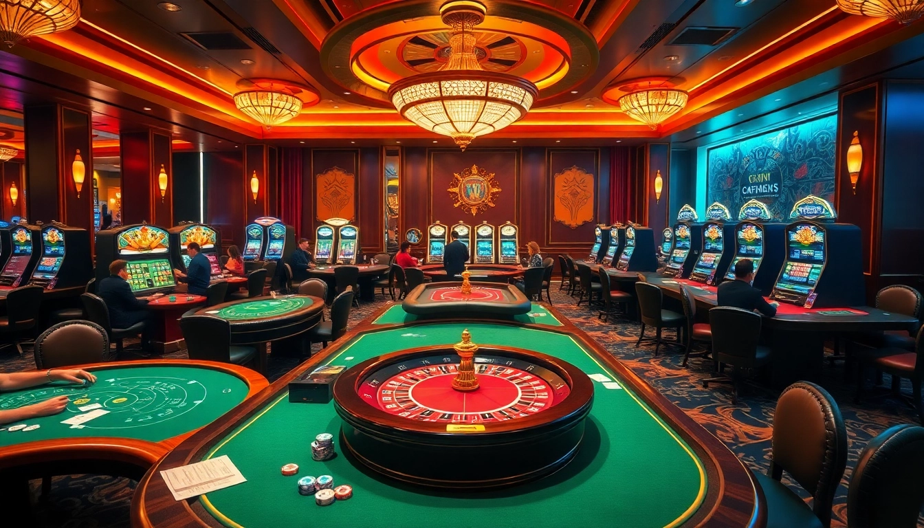 Experience thrilling game bài đổi thưởng with players at vibrant casino tables.