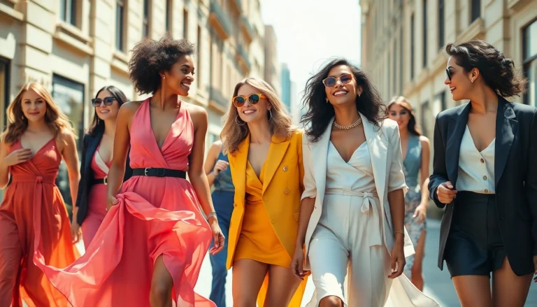Women Fashion showcase featuring diverse models in stylish urban outfits.