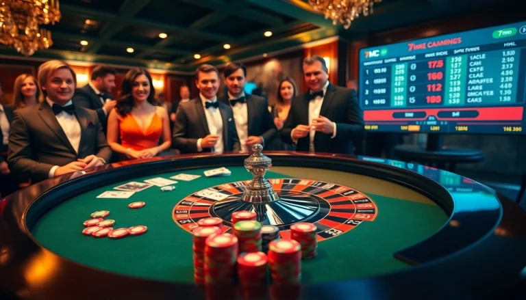 Experience fast-paced betting excitement with 7mcn at an elegant casino table with high-stakes games.