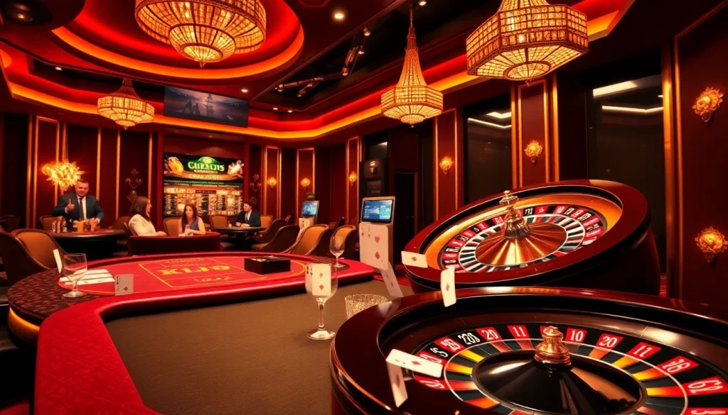Engaging poker game scene at KJC casino highlighting thrilling gameplay and luxury.