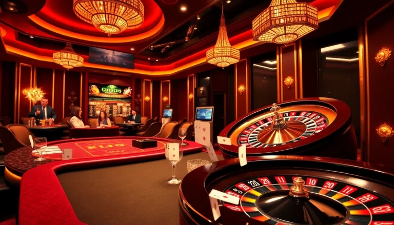 Engaging poker game scene at KJC casino highlighting thrilling gameplay and luxury.