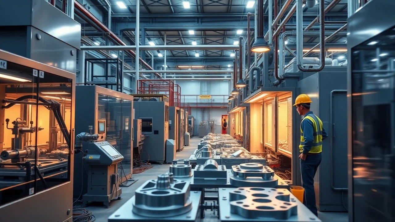 Precision die casting Malaysia manufacturing scene with advanced machinery and skilled workers.