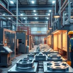 Precision die casting Malaysia manufacturing scene with advanced machinery and skilled workers.