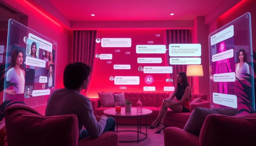 Engage in free AI porn chat within an inviting virtual room featuring lifelike characters and interactive elements.