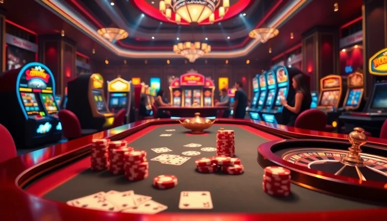 Experience thrilling action at nhà cái usbet with vibrant casino tables and poker chips.