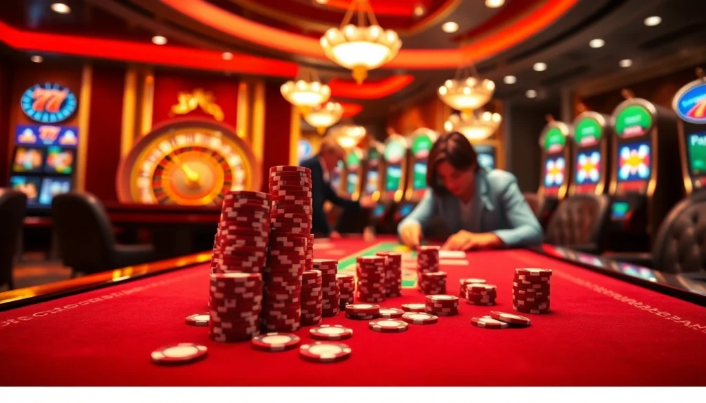 Engaging gamblers at a high-stakes table in a luxurious setting at https://jun88buzz.info/.
