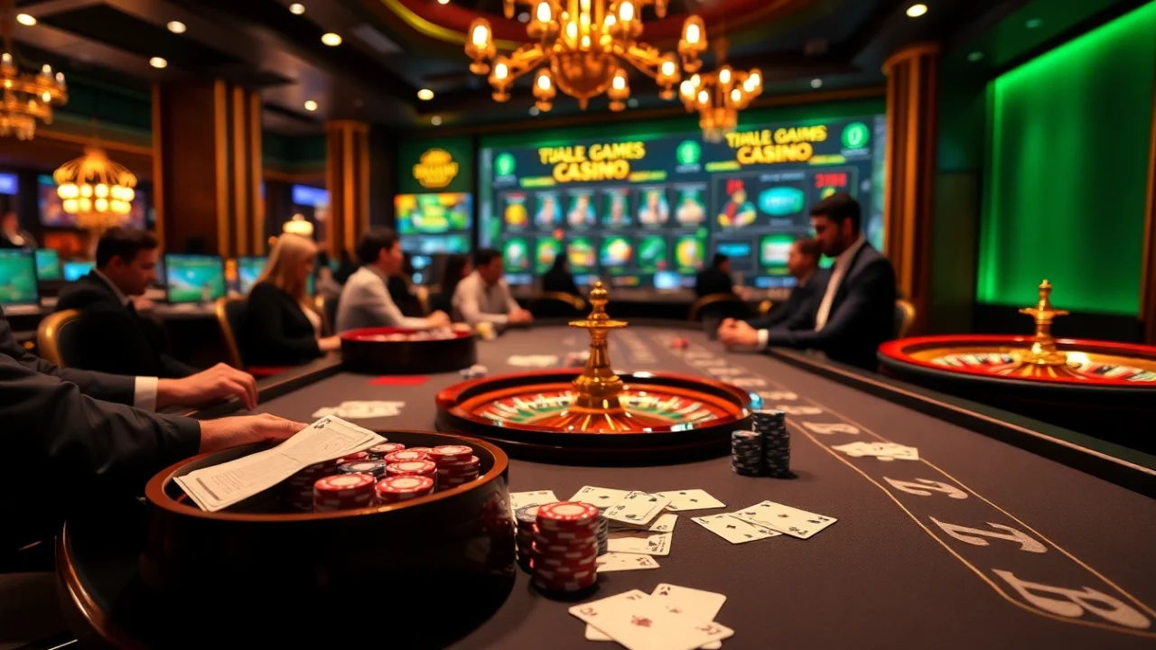 Engaging poker players enjoying a high-stakes game at 98win’s luxurious casino tables.