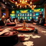 Engaging poker players enjoying a high-stakes game at 98win’s luxurious casino tables.
