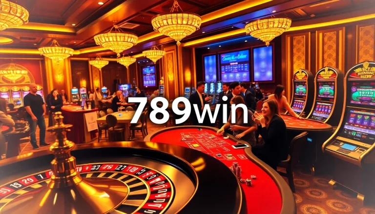 Players enjoying a high-stakes game at 789win casino with lush tables and vibrant atmosphere.