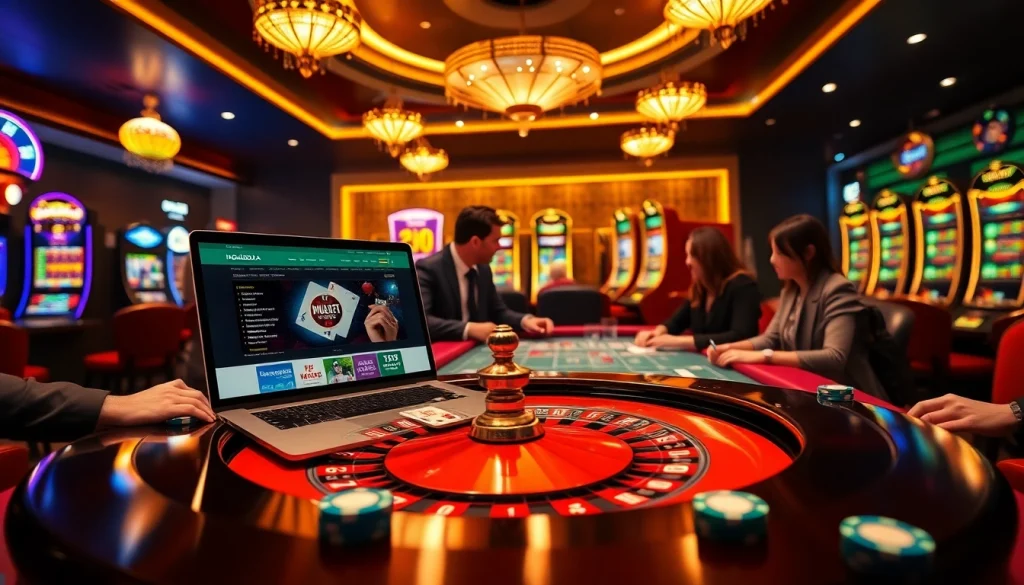 Experience the thrill of ingatbola at a luxurious casino gaming table filled with excited gamblers.