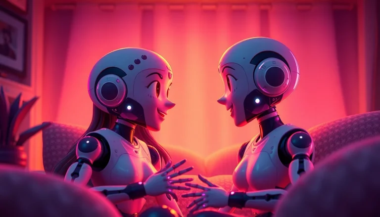 Engaging AI sexchat scene with vibrant characters in a cozy digital environment.
