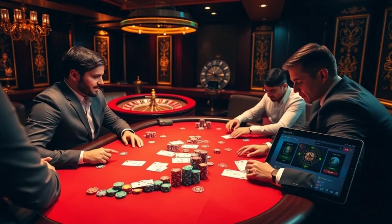 Engage in thrilling poker gameplay at https://rikvip.college/ with vibrant chips and cards showcasing excitement.