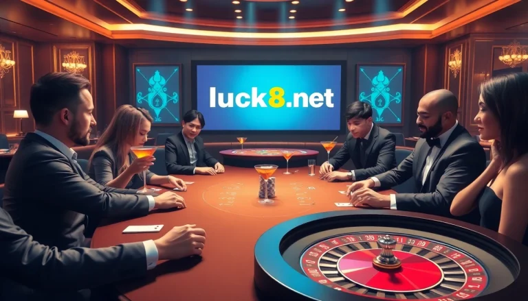 Tham gia các ván poker cược cao tại LUCK8.NET trong một không gian casino sang trọng.