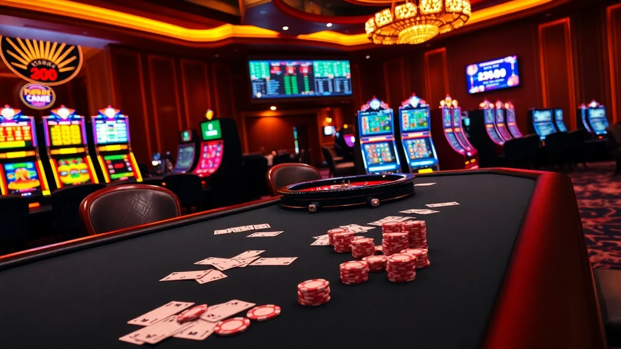 Engage with thrilling casino action at https://five88bc.com/ featuring poker chips, roulette, and vibrant slot machines.