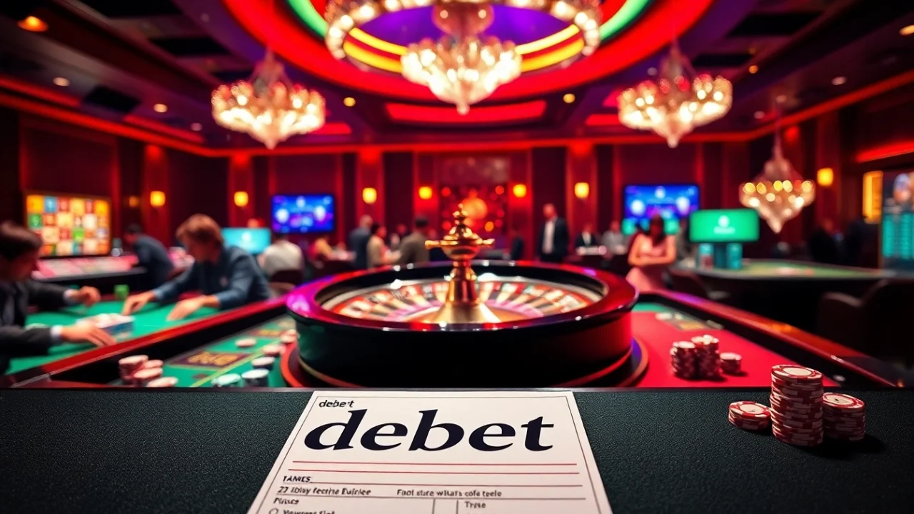 Betting at a vibrant roulette table showcasing debet on a slip, capturing the thrill of casino excitement.