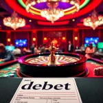 Betting at a vibrant roulette table showcasing debet on a slip, capturing the thrill of casino excitement.