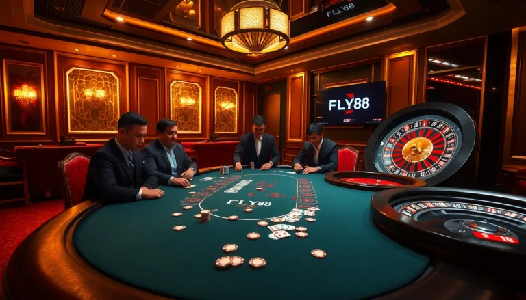 Experience the excitement of gambling at FLY88's luxurious casino table.
