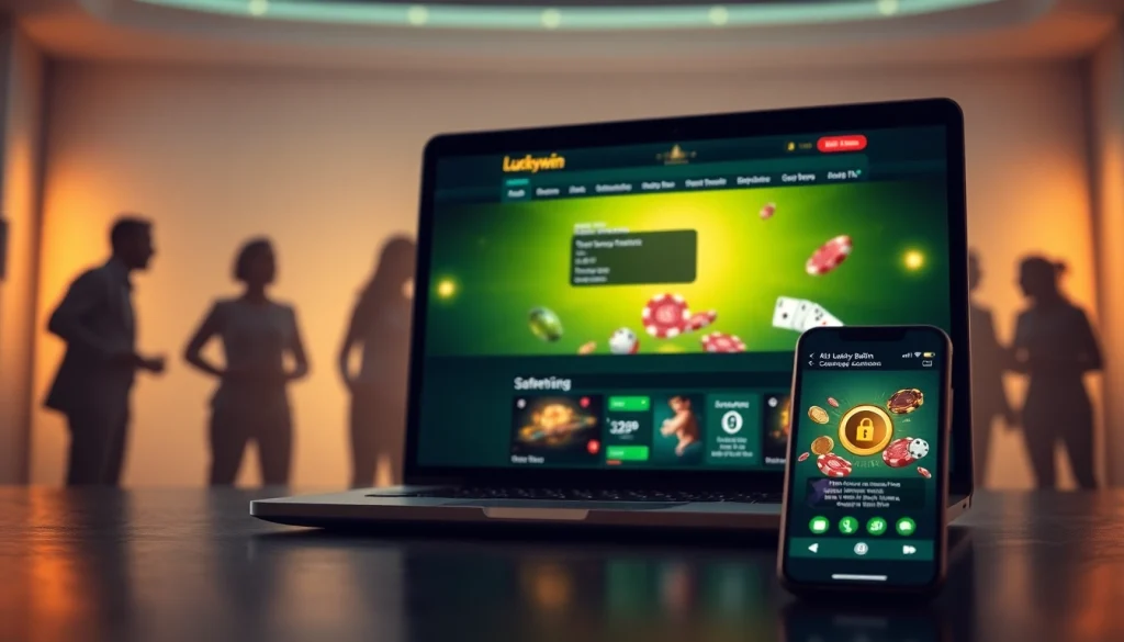 Luckywin online betting platform showcasing a modern, secure gambling environment with vibrant gaming elements.