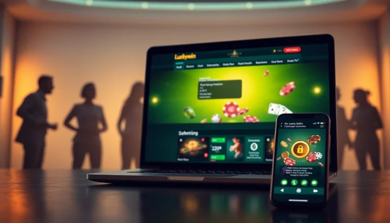 Luckywin online betting platform showcasing a modern, secure gambling environment with vibrant gaming elements.