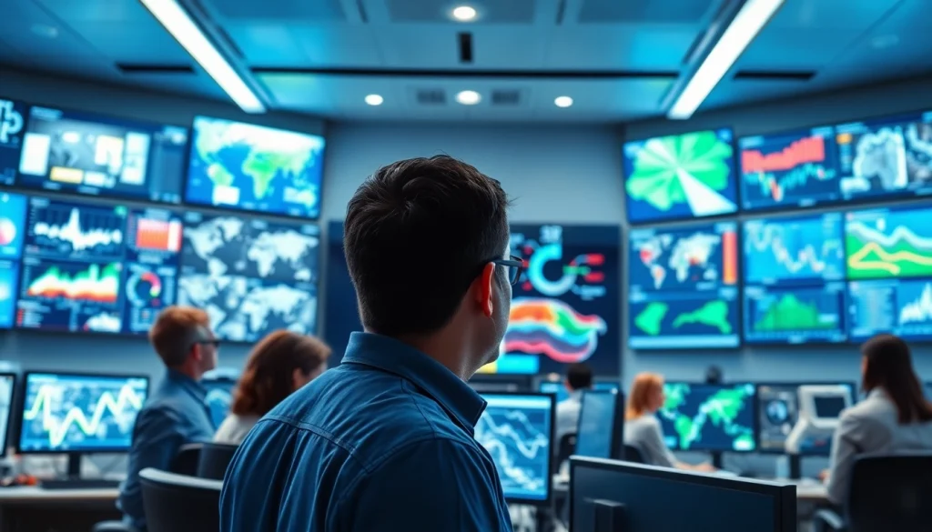 Visual representation of Types of CCTV analytics in a high-tech monitoring environment.