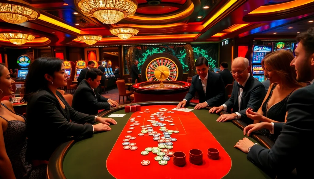 Betting excitement at https://i9bet2h.club with colorful poker chips and vibrant casino scene.