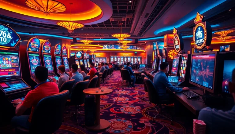 A dynamic online gaming environment at new88go.com, showcasing players engaged in a vibrant casino atmosphere with interactive games.