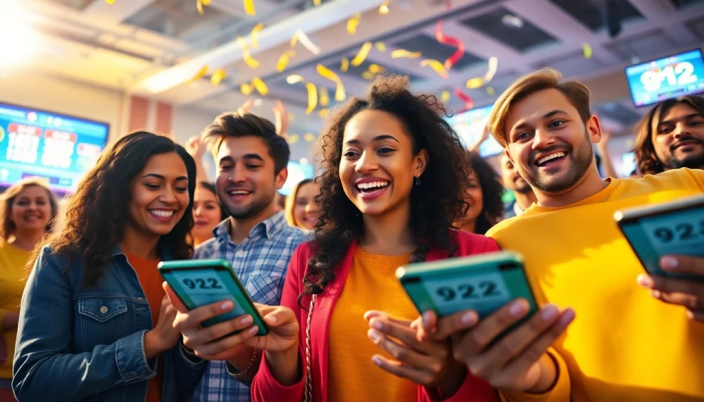 Celebrating wins with the 92 lottery in a vibrant, festive atmosphere.