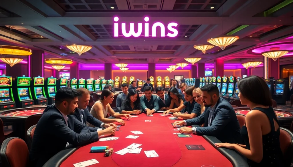 Experience the excitement of iwins while playing at luxurious casino tables with vibrant chips and gaming action.