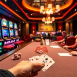 Engaging scene of players at a luxurious poker table showcasing the thrill of luckywin gaming.