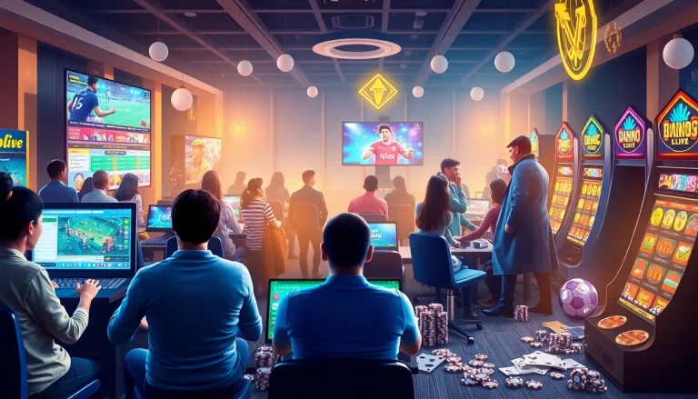 Dynamic gaming scene highlighting diverse players on winvn88.live engaging in sports betting and casino games.