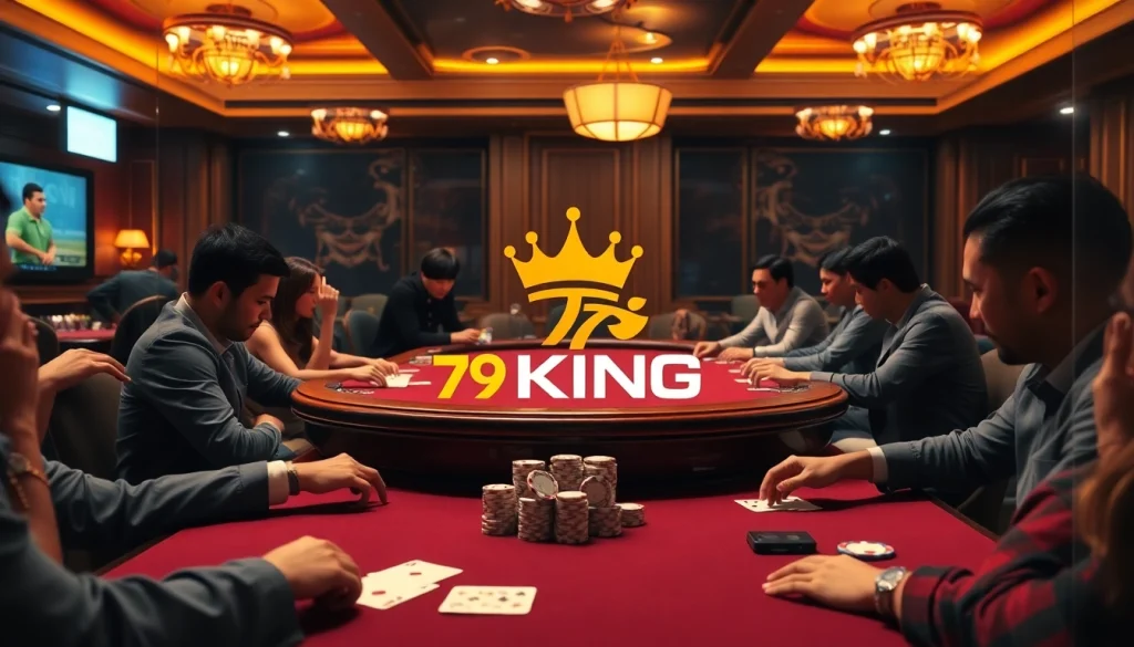 Engaging poker action in a luxurious setting at Nhà cái 79KING casino.