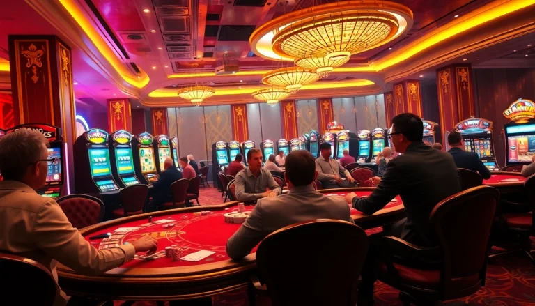 Gamblers at a vibrant casino table experience the thrill of betting with nhà cái KK55 highlights.