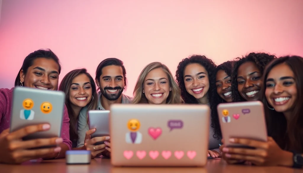 Engaging online sexchat environment featuring diverse characters and playful digital elements.