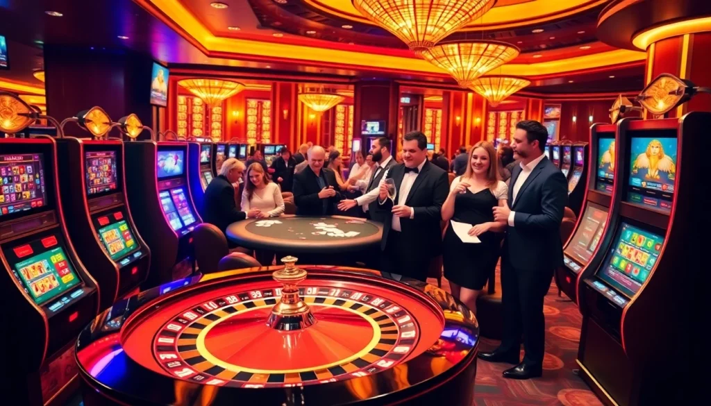 Experience febet's vibrant casino atmosphere filled with exciting games and players enjoying gambling.
