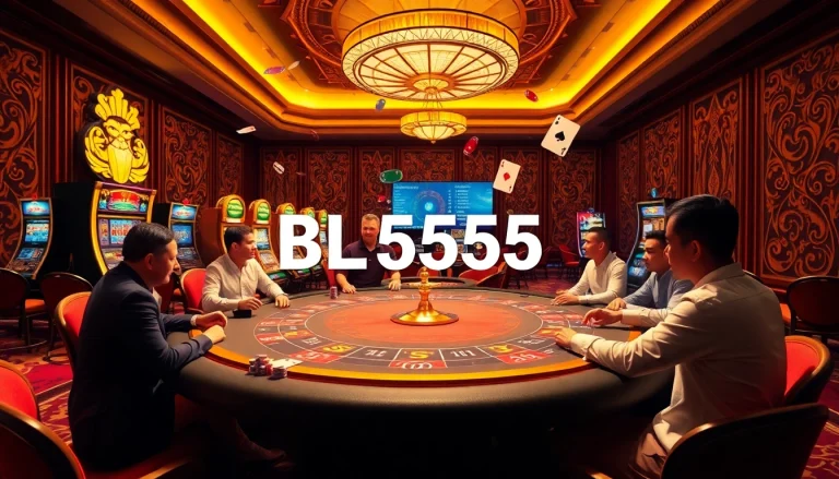 Active gamblers enjoying a poker game at BL555 casino with vibrant atmosphere and exciting décor.