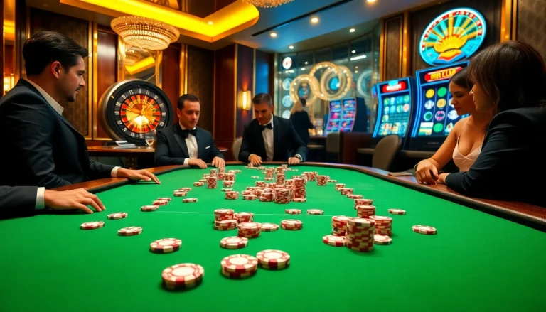 Experience the thrill of gambling at https://hit-club.games/ with a poker game featuring lush tables and vibrant chips.