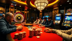 Experience thrilling gameplay at 98win’s vibrant casino scene, showcasing poker and roulette.