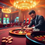 Experience the excitement of DA BET with luxurious casino visuals showcasing intense gambling action.