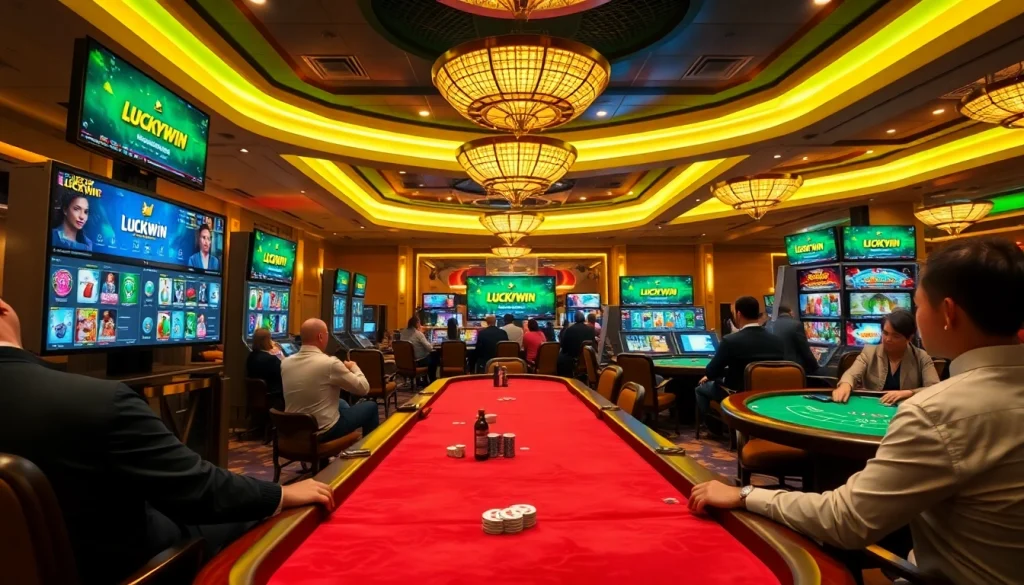 Experience the thrill of Luckywin gaming with vibrant cards and chips on an elegant casino table.