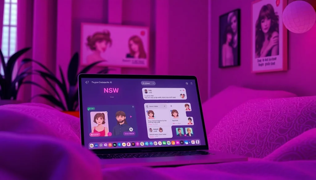 Engaging interaction with nsfw character ai in a cozy digital environment, showcasing animated chat interface and artistic elements.