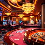 Sao789 online gambling scene featuring vibrant slot machines and sophisticated casino tables.