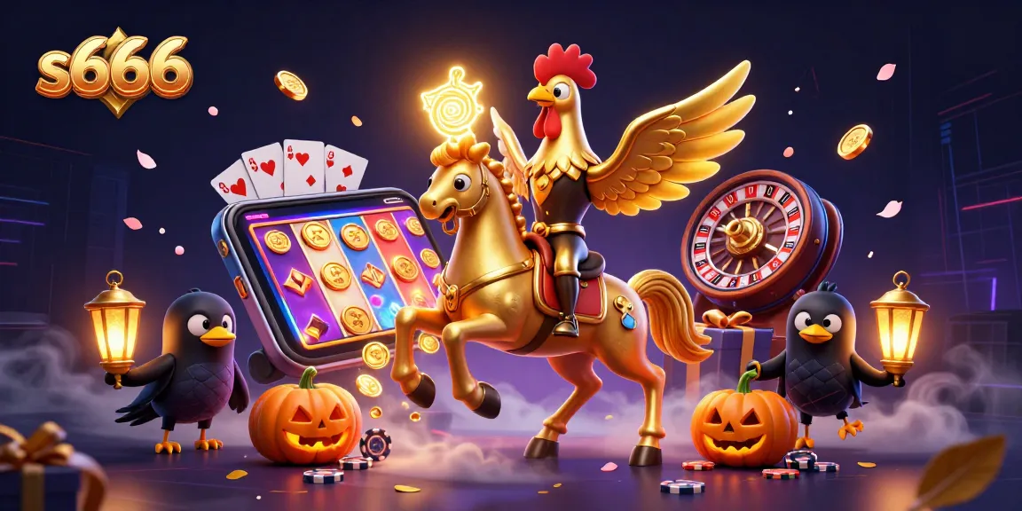 Experience thrilling gameplay at s666 with golden rooster mascot and colorful slot games!