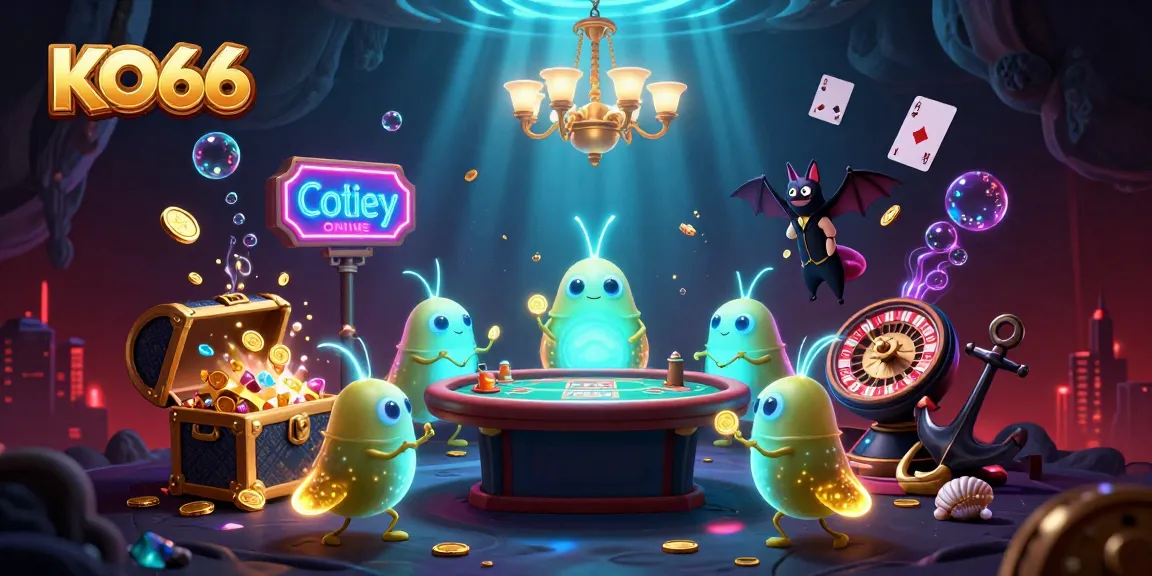 Experience thrilling gameplay at KO66 with glowing creatures lighting a lively cave casino scene!