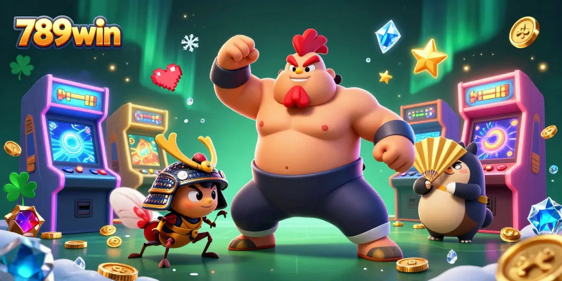 Engage in thrilling gaming action at 789win with animated characters and vibrant casino elements.